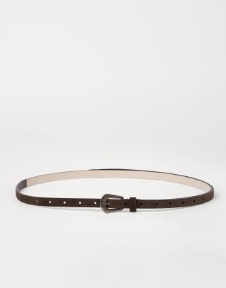 Suede slim western belt Pine Cone Brown Woman - Brunello Cucinelli