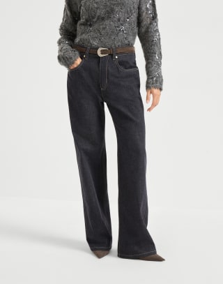 Contemporary Loose trousers Dark Denim Woman - Brunello Cucinelli