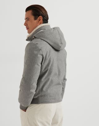 Down jacket with detachable hood Light Grey Man - Brunello Cucinelli