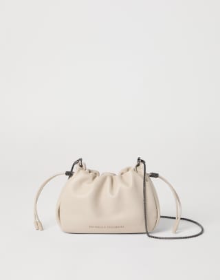 Soft leather mini Mellow Bucket bag Ivory Woman - Brunello Cucinelli