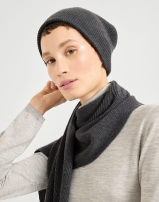 Knit beanie Lignite Grey Woman - Brunello Cucinelli
