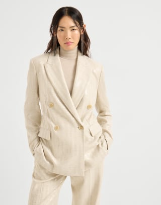 Dazzling chevron blazer Buff Woman - Brunello Cucinelli