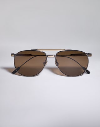 Goldcraft 1978 sunglasses with gold Matte Grey / Gold Eyewear - Brunello Cucinelli