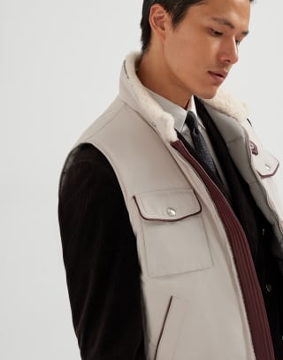 Techno satin down vest Panama Man - Brunello Cucinelli
