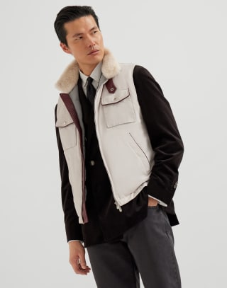 Techno satin down vest Panama Man - Brunello Cucinelli