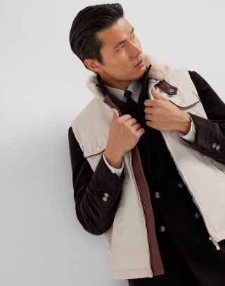 Techno satin down vest Panama Man - Brunello Cucinelli