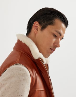 Padded vest Brown Man - Brunello Cucinelli