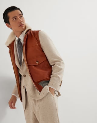 Padded vest Brown Man - Brunello Cucinelli