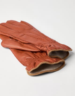 Nappa leather gloves Brown Man - Brunello Cucinelli