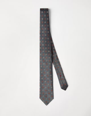 Necktie with pattern Anthracite Man - Brunello Cucinelli