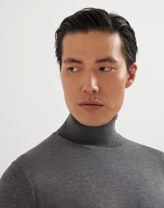 Lightweight turtleneck sweater Anthracite Man - Brunello Cucinelli