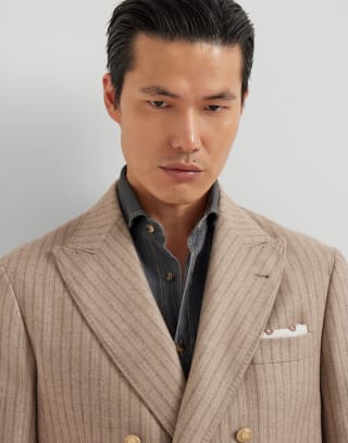 Flannel blazer Light Brown Man - Brunello Cucinelli