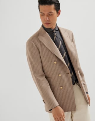 Flannel blazer Light Brown Man - Brunello Cucinelli