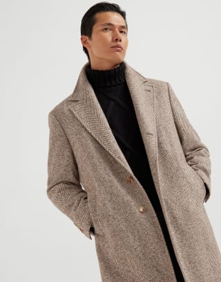 Chevron coat Light Brown Man - Brunello Cucinelli