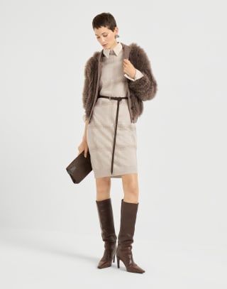 Dazzling Embroidery dress Beige Woman - Brunello Cucinelli