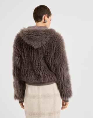 Cozy Shearling cardigan Chocolate Woman - Brunello Cucinelli