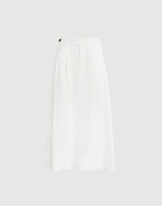 Twill sartorial skirt with monili White Woman - Brunello Cucinelli