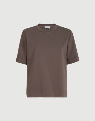 Cotton jersey T-shirt Brown Woman - Brunello Cucinelli