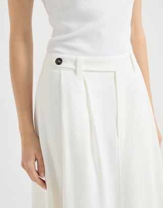 Twill sartorial skirt with monili White Woman - Brunello Cucinelli