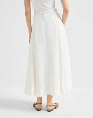 Twill sartorial skirt with monili White Woman - Brunello Cucinelli