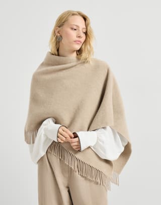 Double cloth poncho Biscuit Woman - Brunello Cucinelli