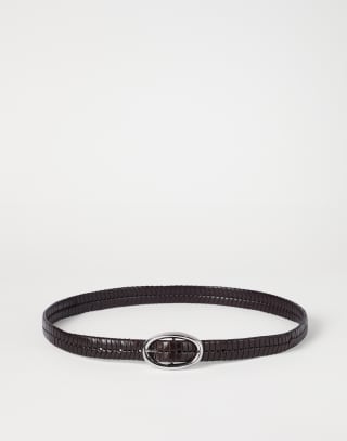 Braided leather belt Chocolate Man - Brunello Cucinelli
