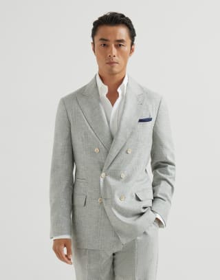 Veste déstructurée demi-croisée Gris Perle Homme - Brunello Cucinelli