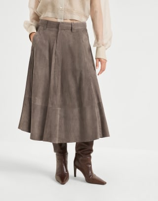 Suede circle skirt Mud Woman - Brunello Cucinelli