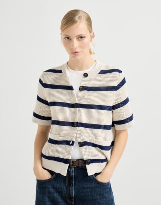 Striped cardigan Blue Woman - Brunello Cucinelli