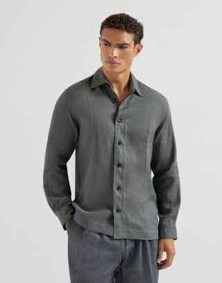 Linen shirt Anthracite Man - Brunello Cucinelli