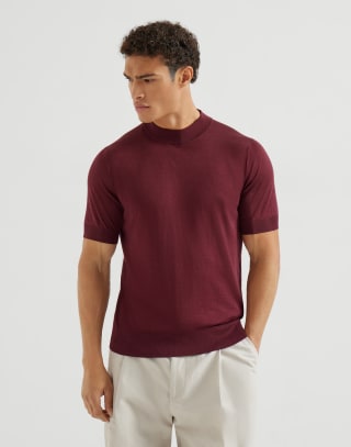 T-shirt in maglia Amaranto Uomo - Brunello Cucinelli