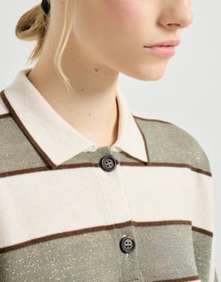 Polo Crop in maglia Sparkling Salvia Donna - Brunello Cucinelli