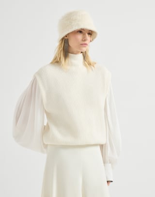 Ribbed turtleneck sweater Panama Woman - Brunello Cucinelli