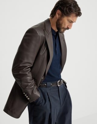 Calfskin blazer Chocolate Man - Brunello Cucinelli