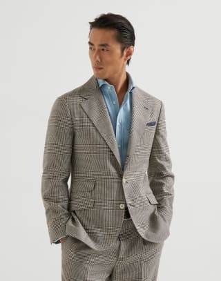 Prince of Wales Cavallo blazer Light Brown Man - Brunello Cucinelli