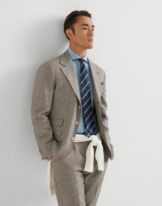 Prince of Wales Cavallo blazer Light Brown Man - Brunello Cucinelli