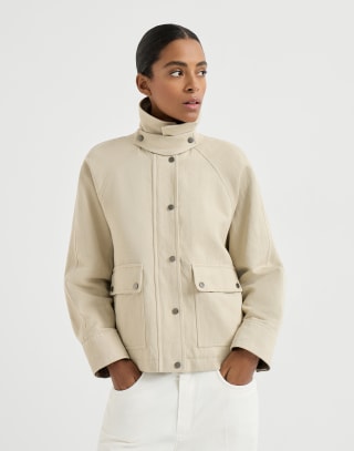 Canvas outerwear jacket Beige Woman - Brunello Cucinelli