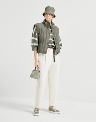 Gestreifter Pullover Grün Damen - Brunello Cucinelli