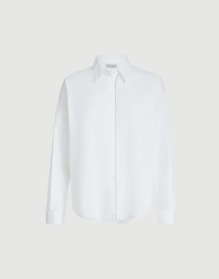 Stretch poplin shirt with monili White Woman - Brunello Cucinelli