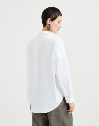 Stretch poplin shirt with monili White Woman - Brunello Cucinelli