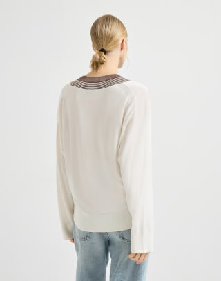 Cashmere and silk lightweight sweater White Woman - Brunello Cucinelli