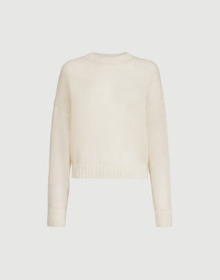 Mohair and wool sweater Ivory Woman - Brunello Cucinelli