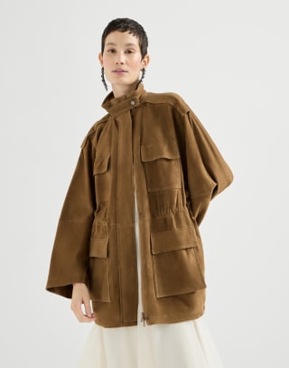 Couture suede safari jacket Brown Woman - Brunello Cucinelli