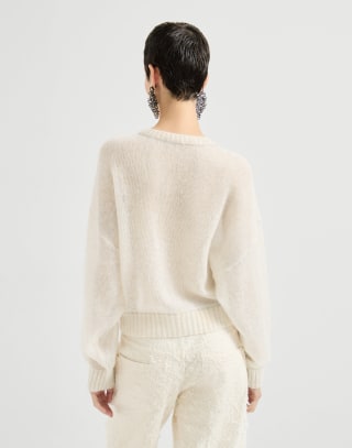 Mohair and wool sweater Ivory Woman - Brunello Cucinelli