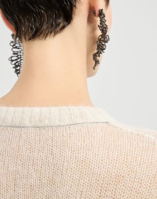 Mohair and wool sweater Ivory Woman - Brunello Cucinelli