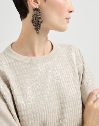 Dazzling Embroidery sweater Beige Woman - Brunello Cucinelli