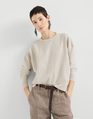Dazzling Embroidery sweater Beige Woman - Brunello Cucinelli