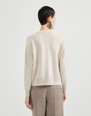 Dazzling Embroidery sweater Beige Woman - Brunello Cucinelli