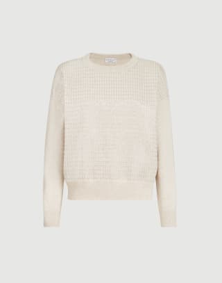 Dazzling Embroidery sweater Beige Woman - Brunello Cucinelli