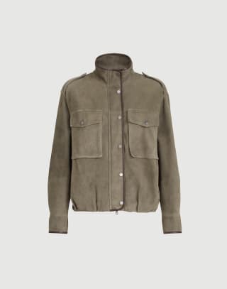 Outerwear in camoscio Couture Khaki Donna - Brunello Cucinelli
